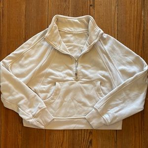 Women's tan Lululemon Half-Zip scuba
